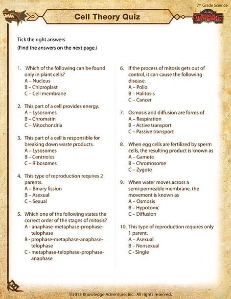 7th Grade Science Worksheets With Questions