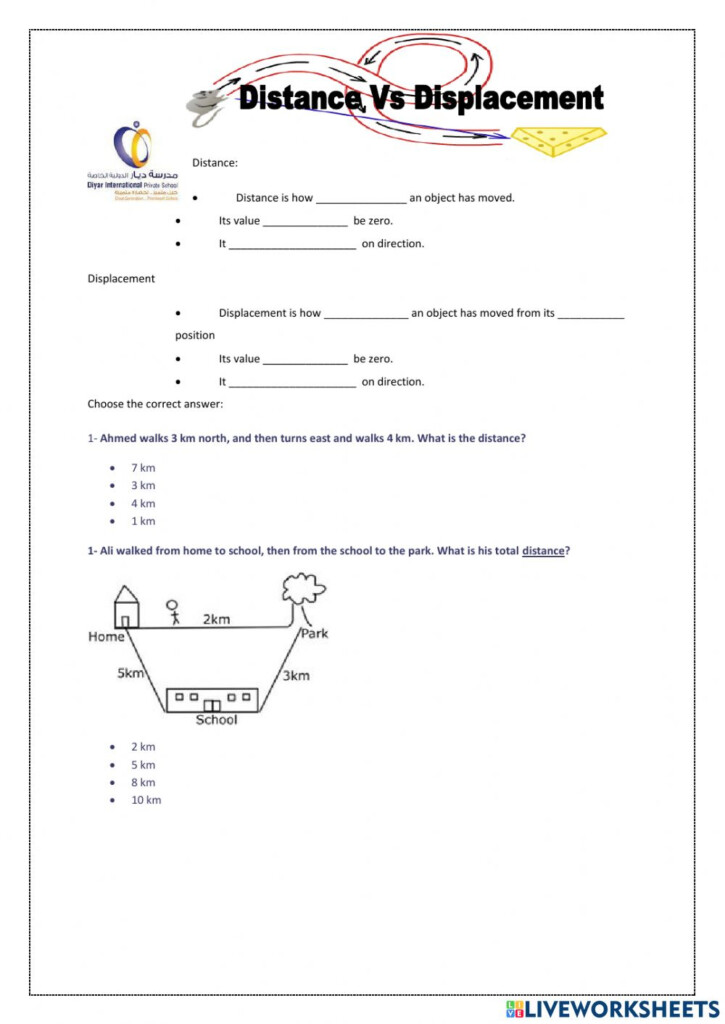 Distance Vs Displacement Worksheet