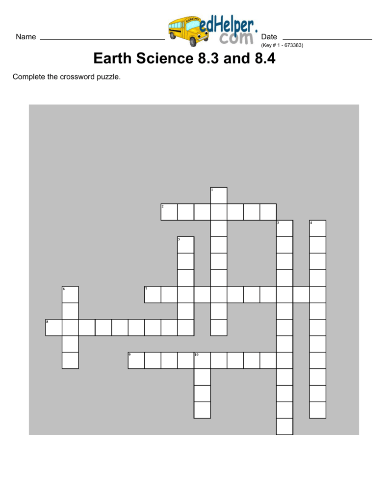 Edhelper Answer Key Science Crossword Crossword Quiz