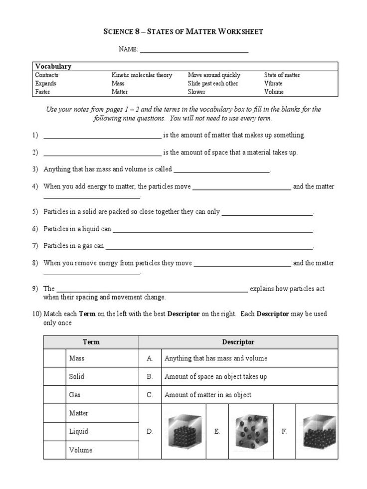 Energy 4th Grade Worksheets In 2020 States Of Matter Worksheet 