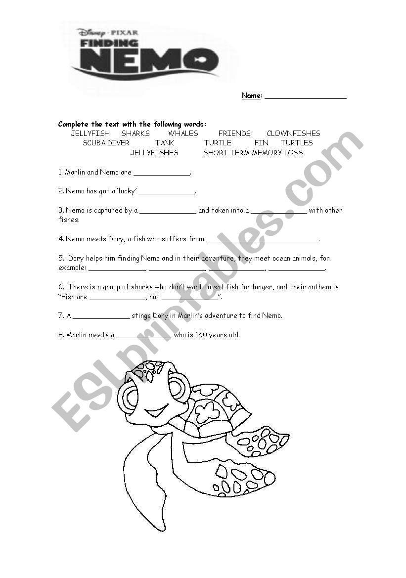 Finding Nemo Worksheet Answers Worksheet