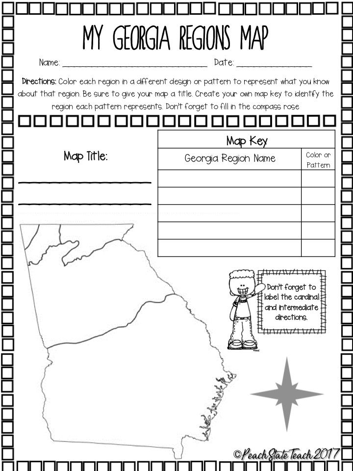 FREE GA Regions Map Activity And Questions Map Skills Georgia 