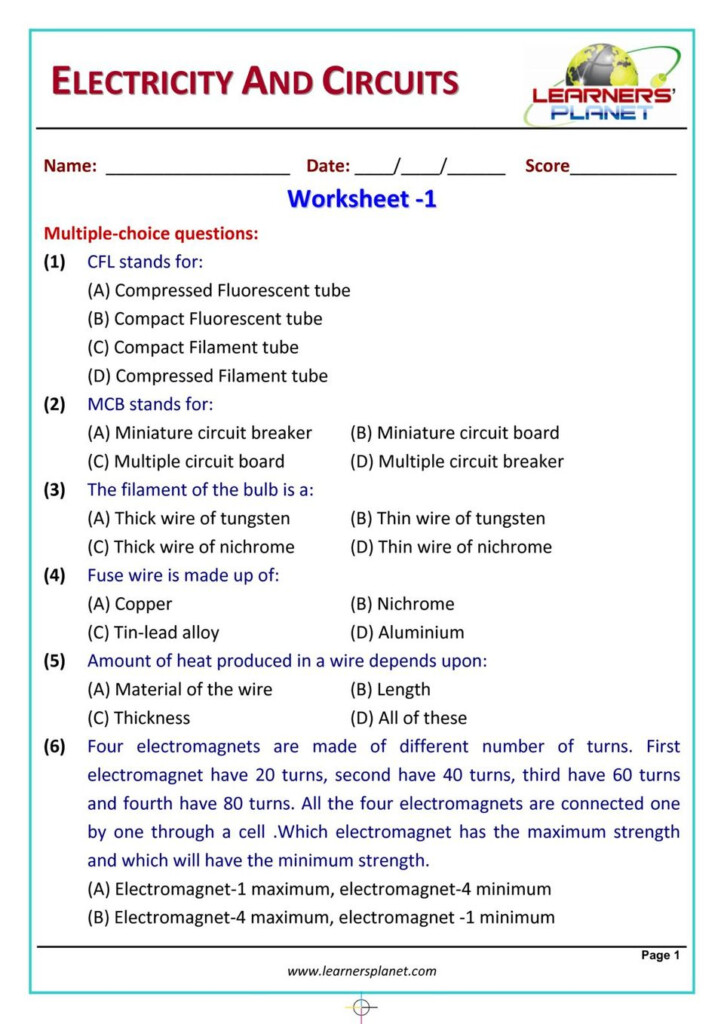 Grade 6 Science Olympiad Electricity Circuits Magazine