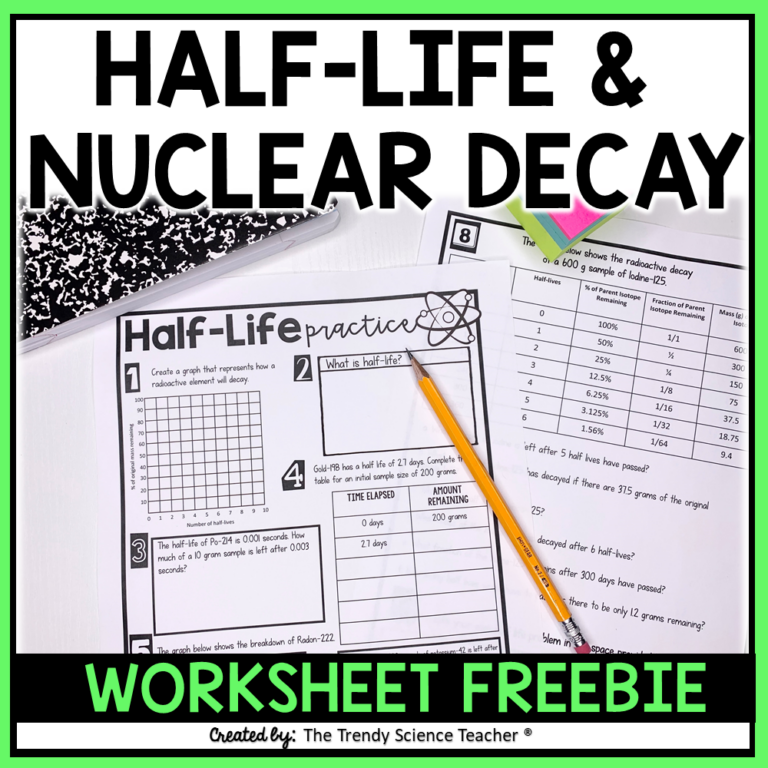Half Life And Radioactive Decay Worksheet Nuclear Chemistry The