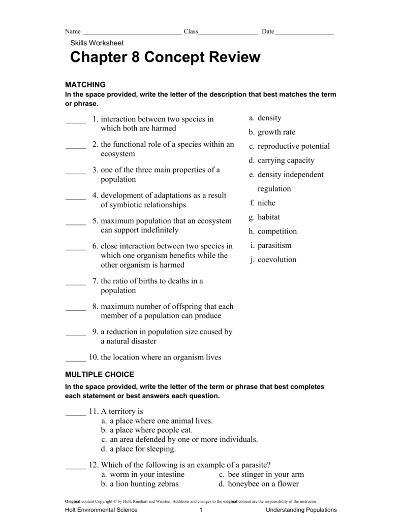 Holt Environmental Science Chapter 8 Review Answers