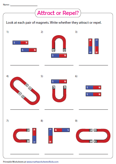 Magnets Attract Repel Science Worksheets Worksheets Free Science 