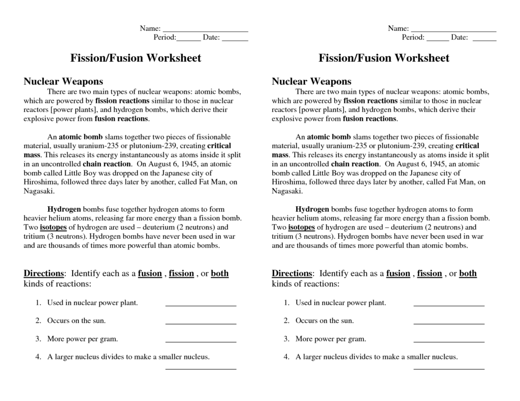 Nuclear Reactions Worksheet Answers Nidecmege