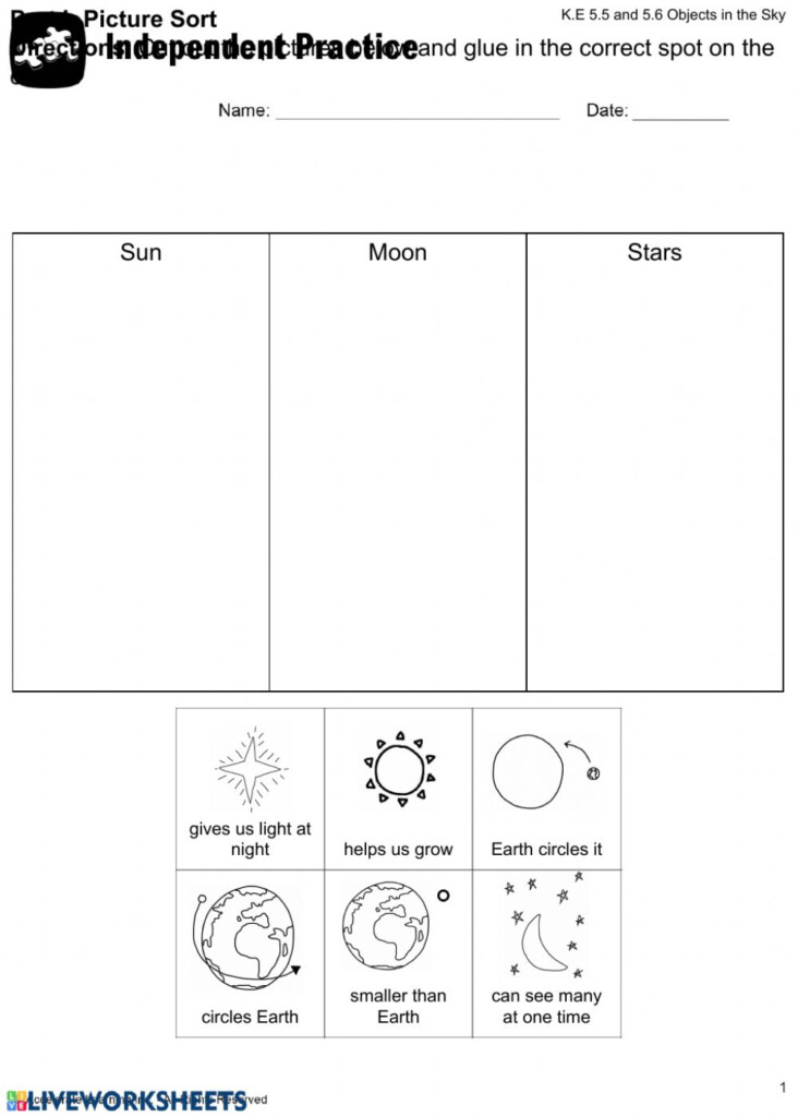 Objects In The Sky Worksheet