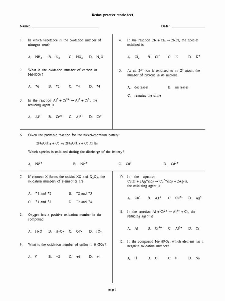 Oxidation Reduction Worksheet Answers Elegant Worksheet Oxidation 