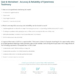 Quiz Worksheet Accuracy Reliability Of Eyewitness Testimony