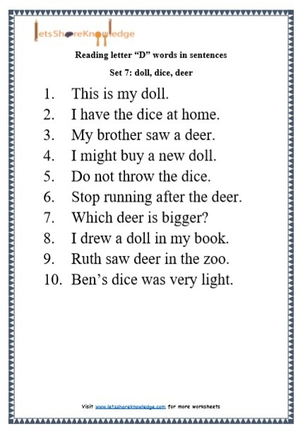 Reading Practice For Kindergarten Worksheets Worksheets Master