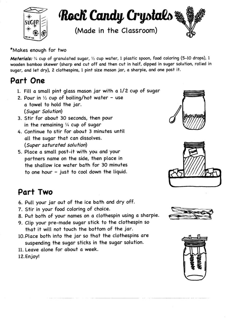 Rock Candy Crystals In The Classroom pg 1 Of 2 8th Grade Middle 