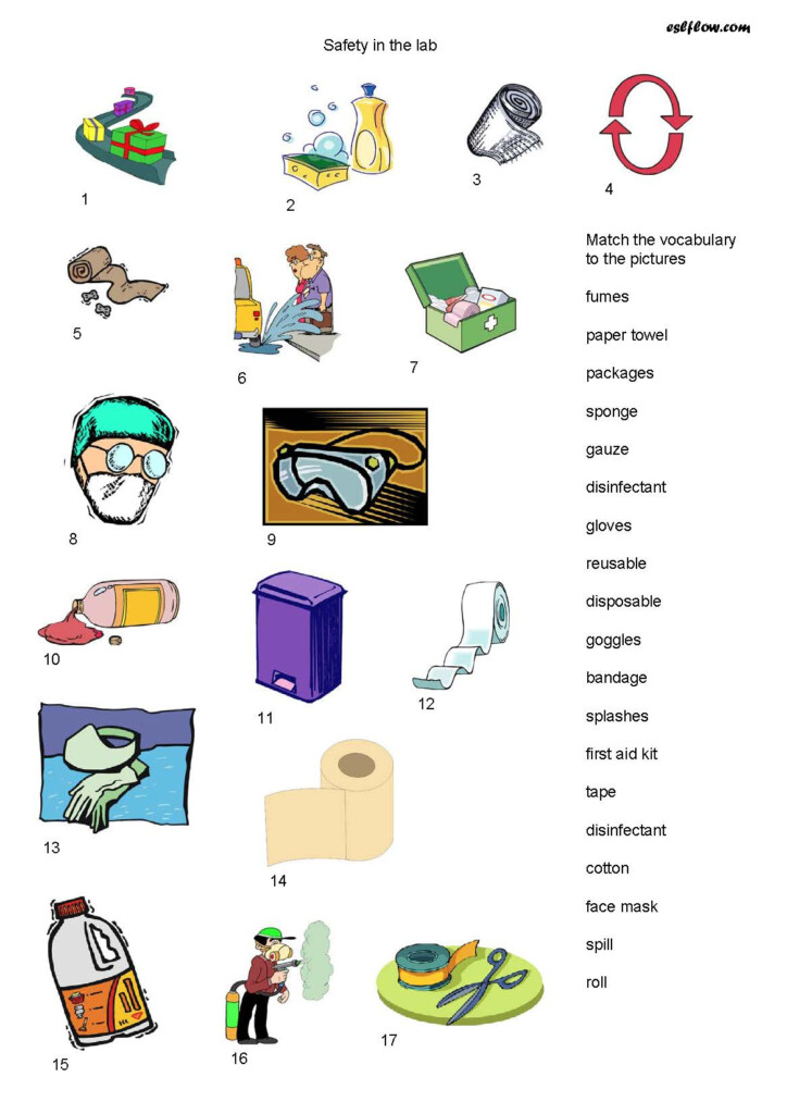 Safety equipment vocabulary worksheet Eslflow