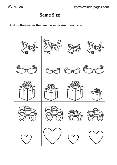 Same Size Worksheets 99Worksheets