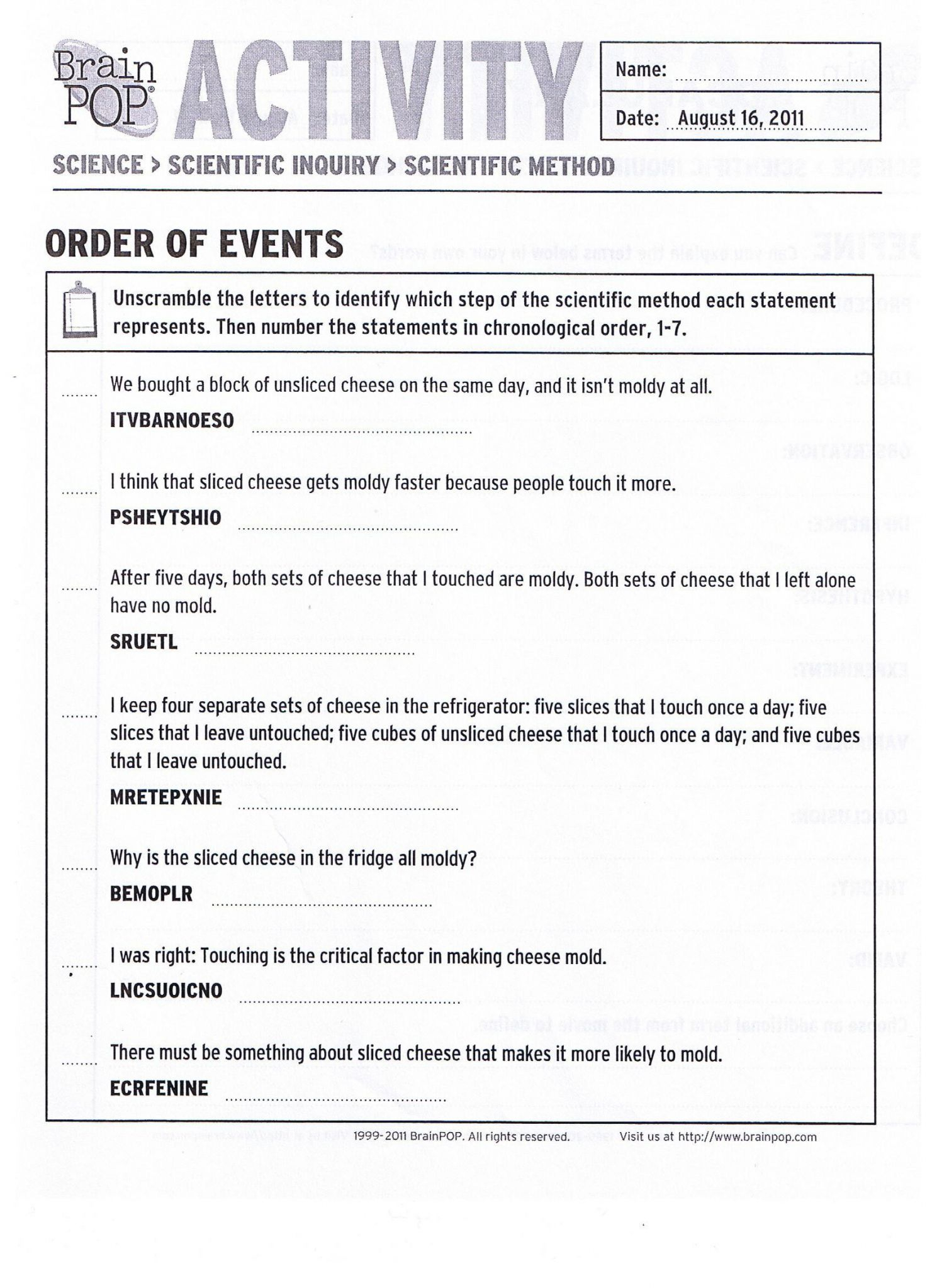 Introduction To Science And The Scientific Method Worksheet Answers