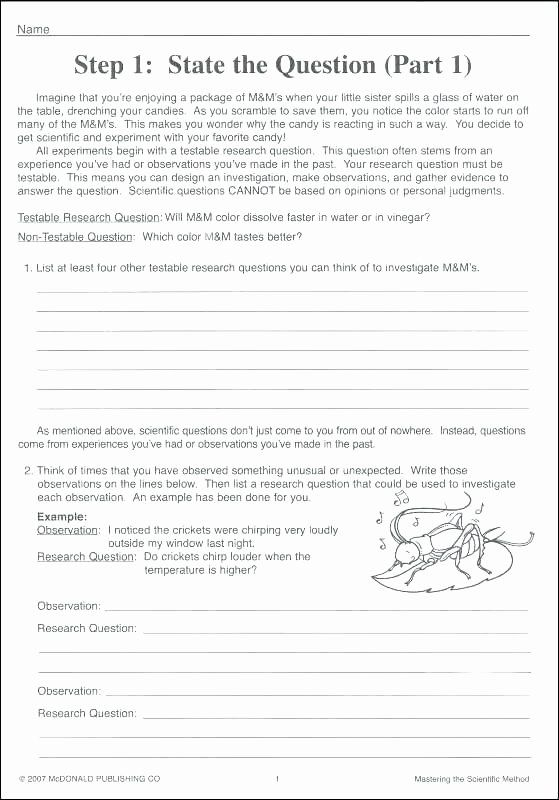 Scientific Method Worksheets 5th Grade Printable Worksheets For Grade