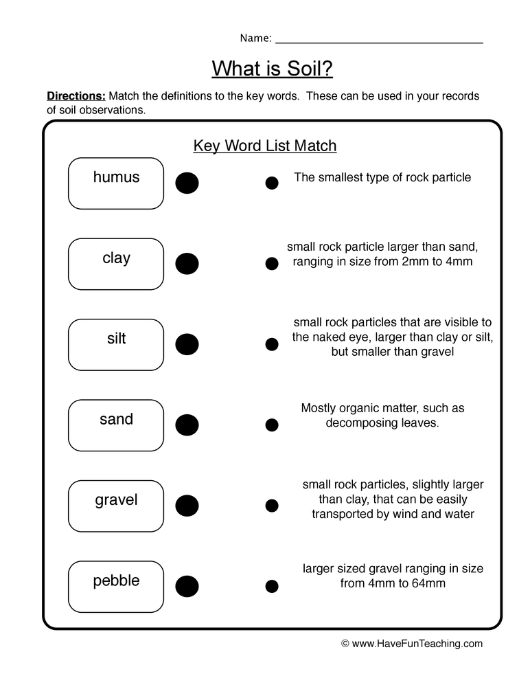 Soil Matching Worksheet Have Fun Teaching