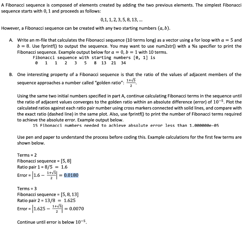 Solved A Fibonacci Sequence Is Composed Of Elements Creat Chegg