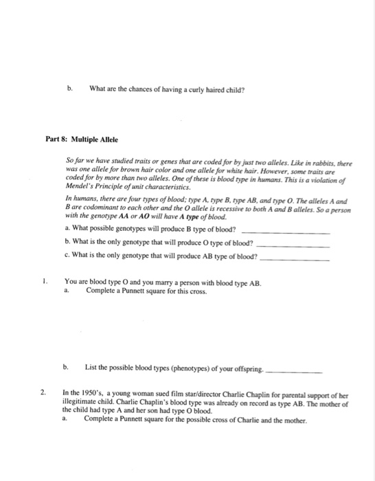 Solved Genetics Worksheet Part 1 Introduction 1 Describ Chegg