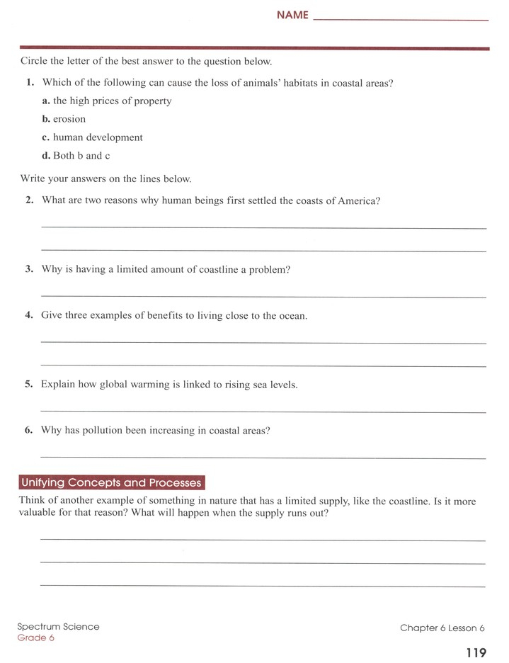 spectrum science grade 6 answer key pdf