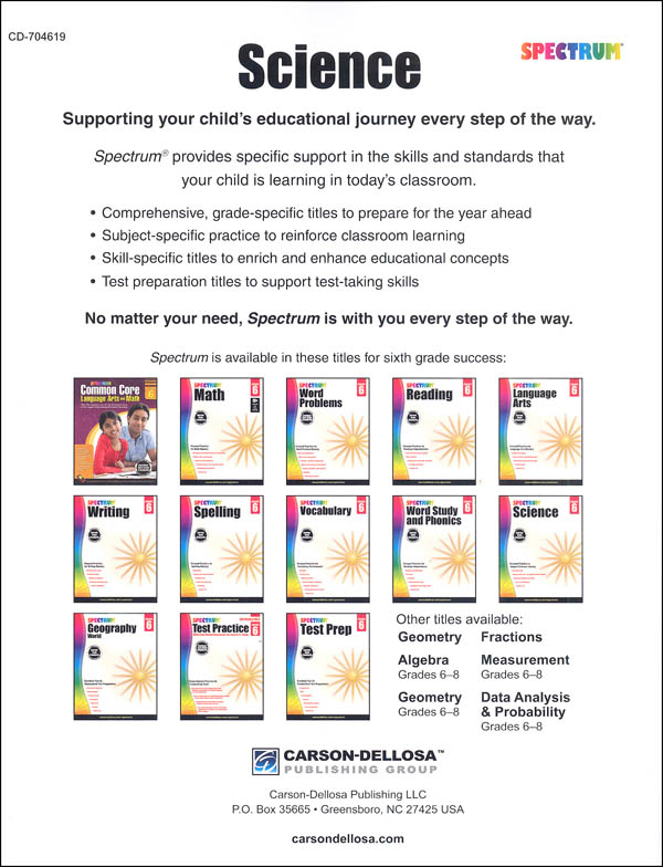 Spectrum Science 2015 Grade 6 Spectrum 9781483811703