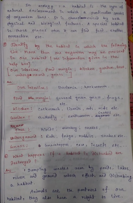 Telangana SCERT Class 6 Science Chapter 6 Habitat Solution