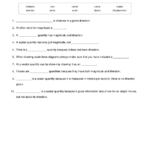Vectors And Scalars Fill in the Blank Sentences Quickworksheets