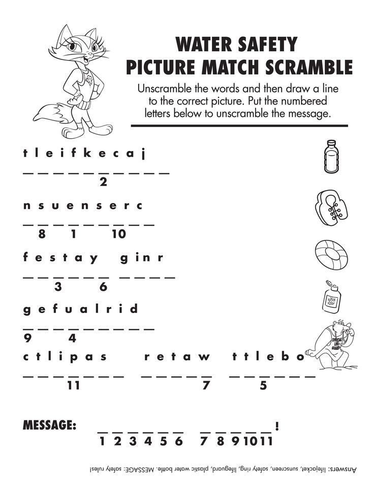 Water Safety Word Scramble Kidactivities Water Safety Water Safety