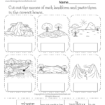 Earth Science Worksheet For Kindergarten Landforms