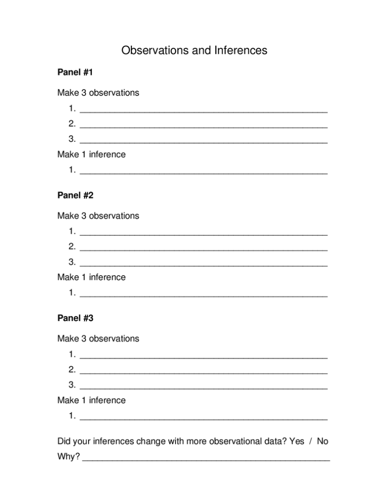 Observations And Inferences Worksheet docx Inference Observation 