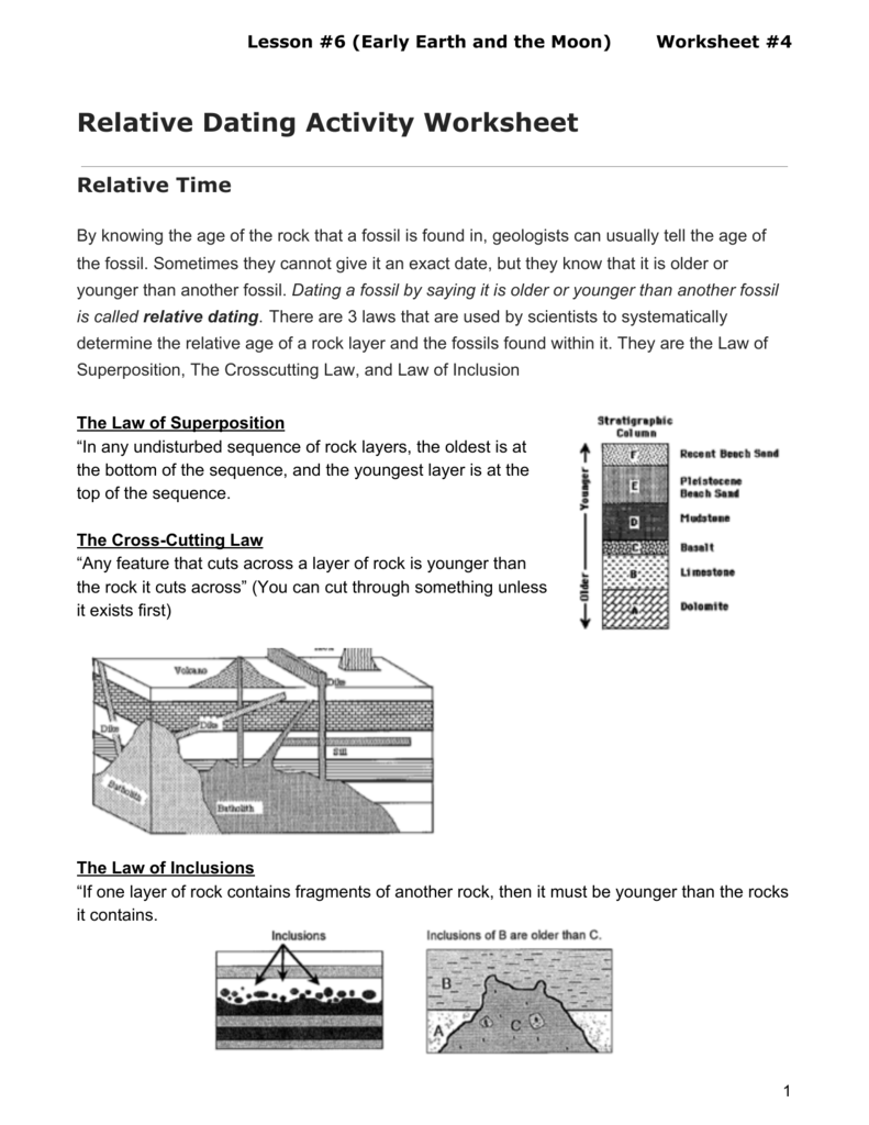 Relative Age Dating Worksheet Answer Key Suggested And Clear 