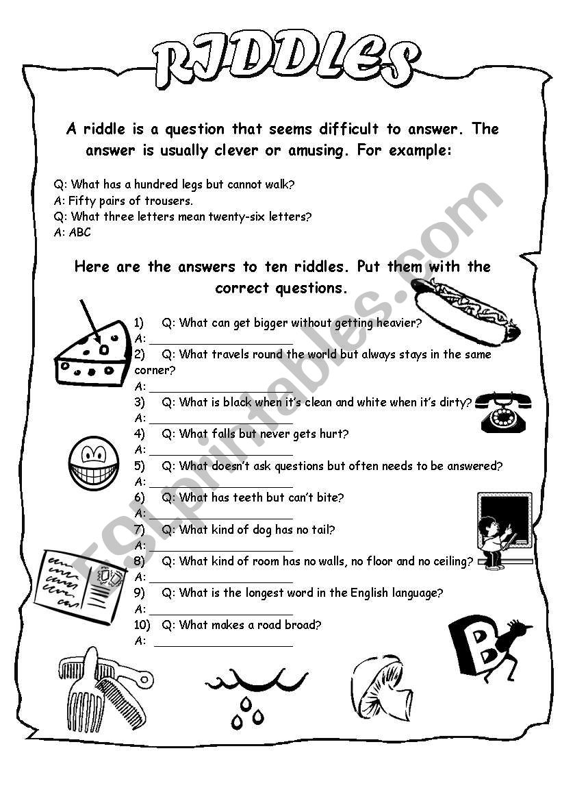 Riddles Esl Worksheet By Helen Vin Scienceworksheets Net Riddles Esl Worksheet By Helen Vin Scienceworksheets Net