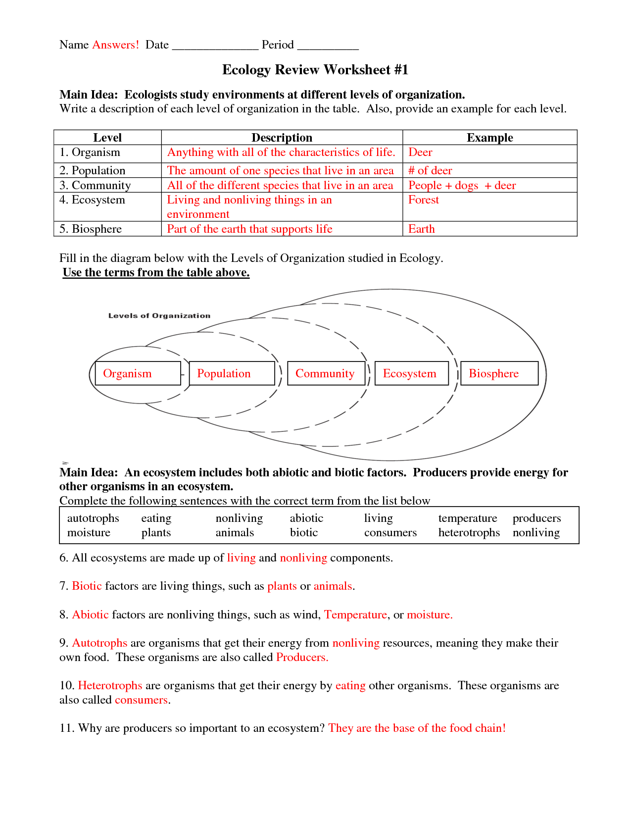 10th Grade Science Worksheets