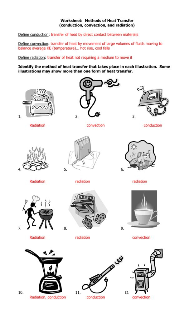 Answer Key Heat Transfer Worksheet Answers