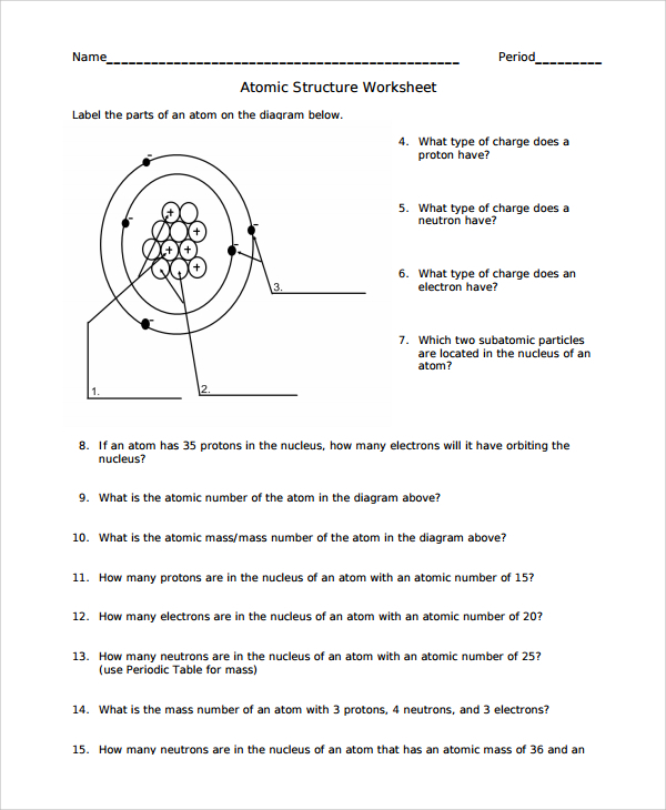 Atomic Structure Worksheet With Answers