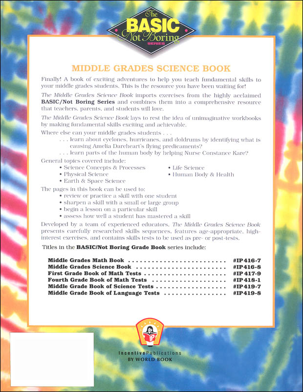Basic Not Boring Middle Schl Science Book Incentive Publications 