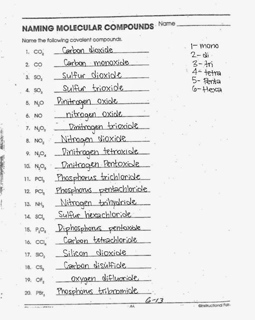 Chemistry Chapter 8 Covalent Bonding Worksheet Answer Key 