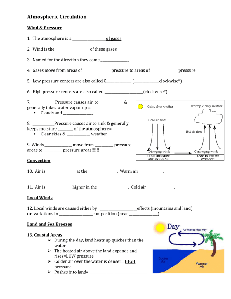 Earth Science Air Pressure Worksheet