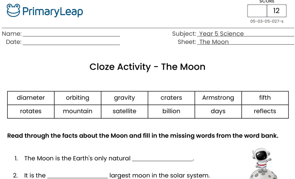 Earth Space Science Worksheets