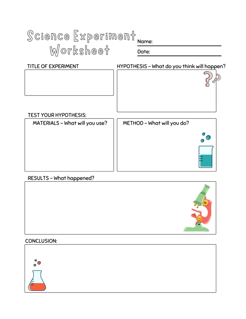 Experiment Worksheet Kindergarten