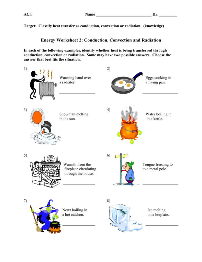 Heat Transfer Worksheet Answer Key