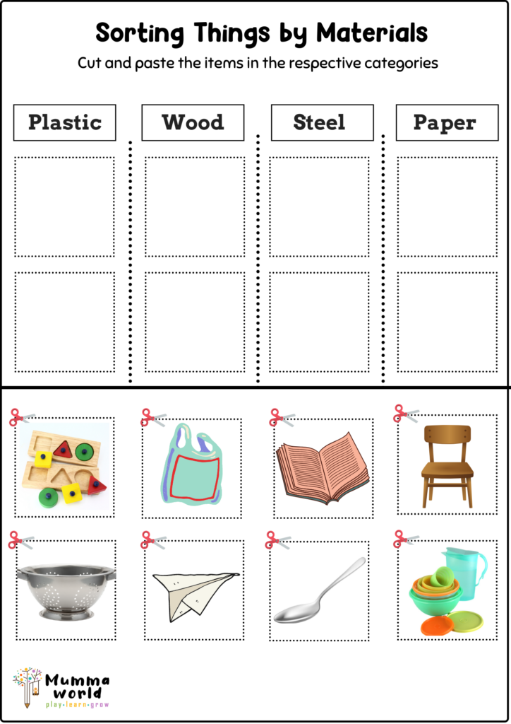 Material Types Sorting Categorisation Worksheets Mummaworld