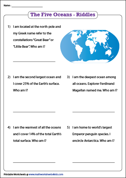 Ocean Worksheet For 5th Grade
