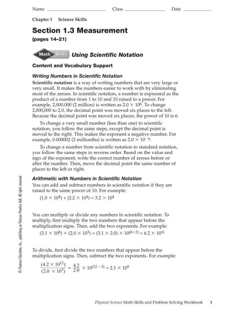 Physical Science Math Skills And Problem Solving Workbook Practice 