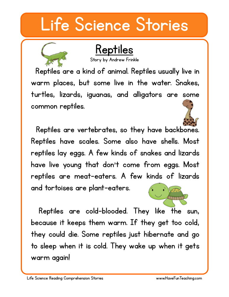 Reading Worksheet Science