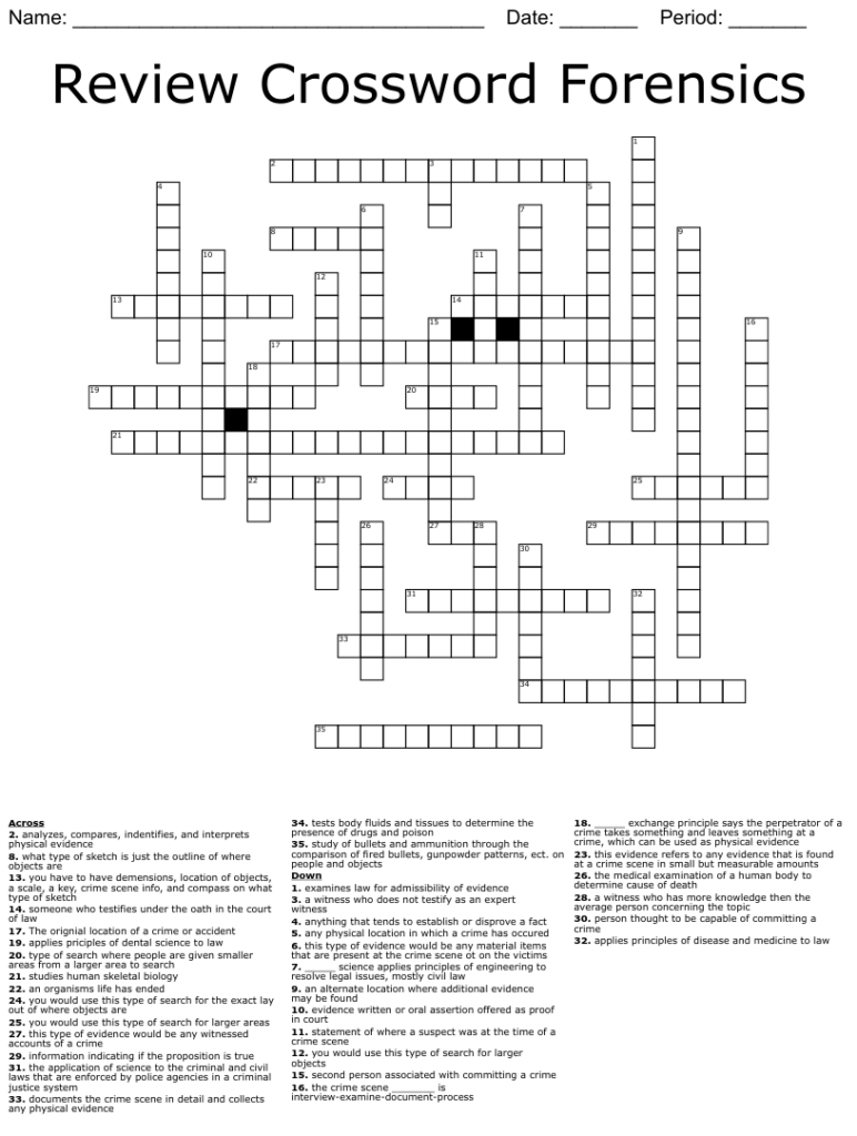 Review Crossword Forensics WordMint