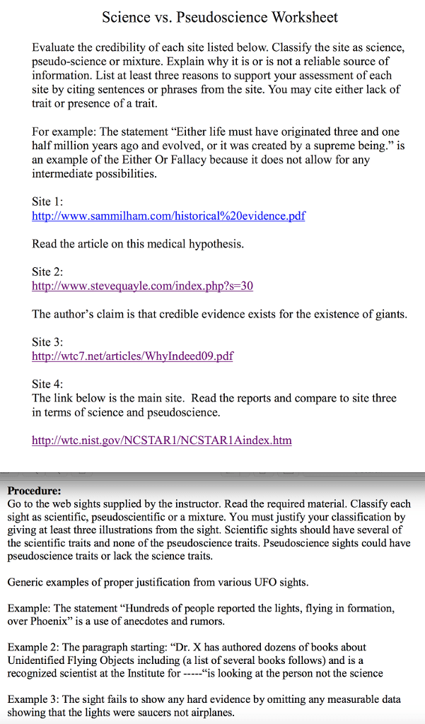 Science Vs Pseudoscience Worksheet Answers Scienceworksheets