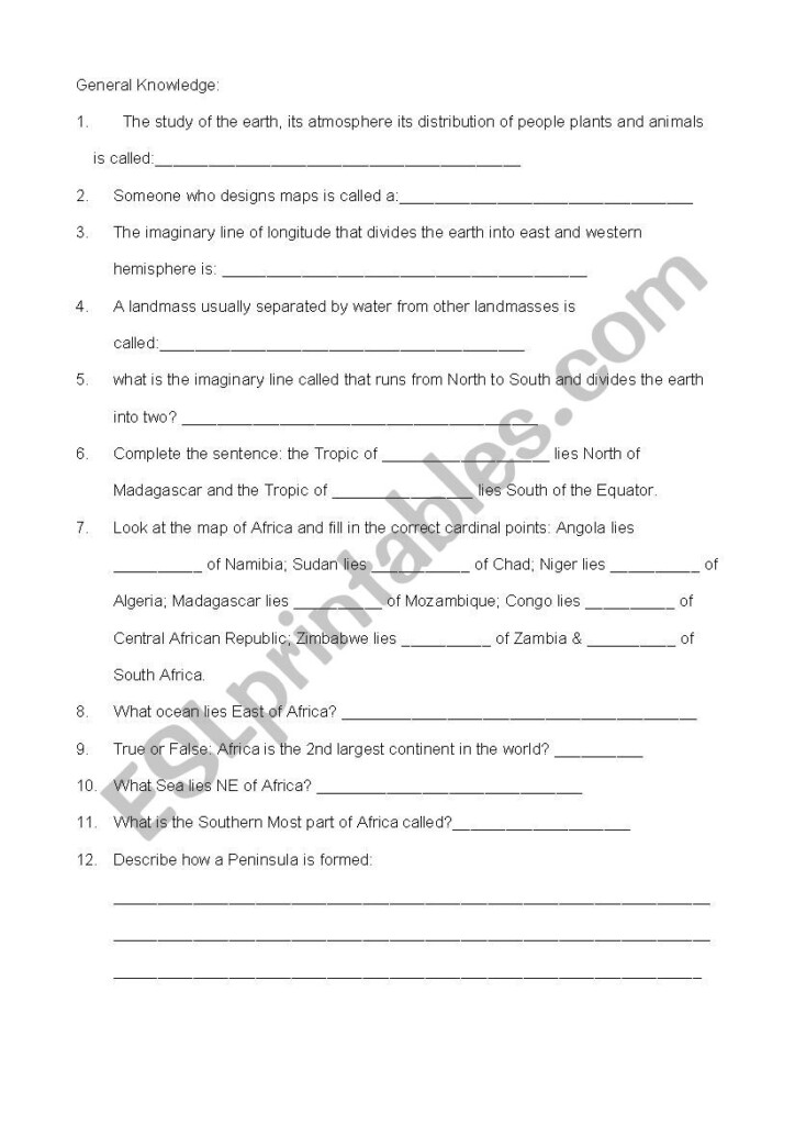 Science Worksheet For Grade 6