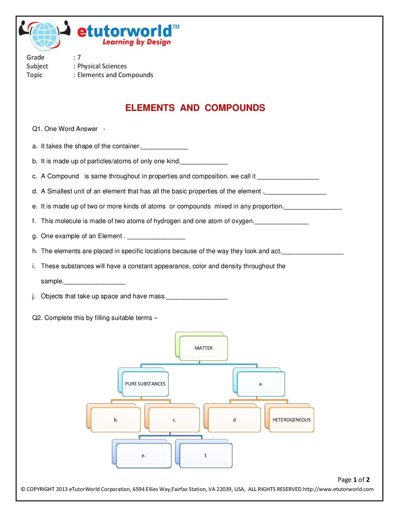 Science Worksheet For Grade 7