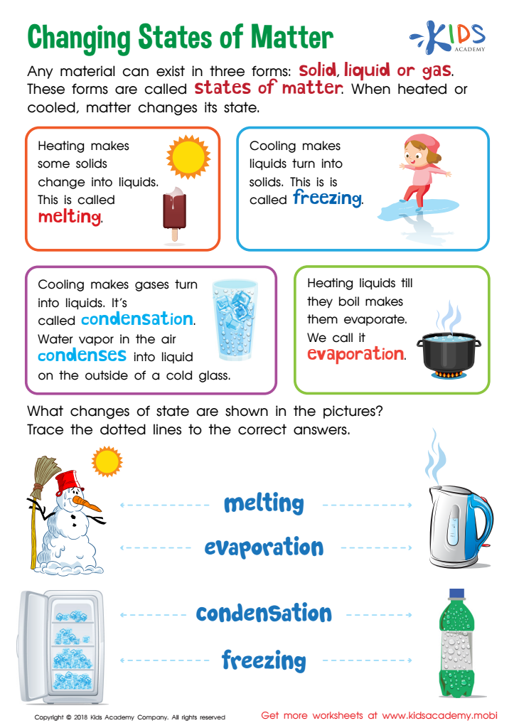 States Of Matter Worksheet Free Printable PDF For Kids Answers And